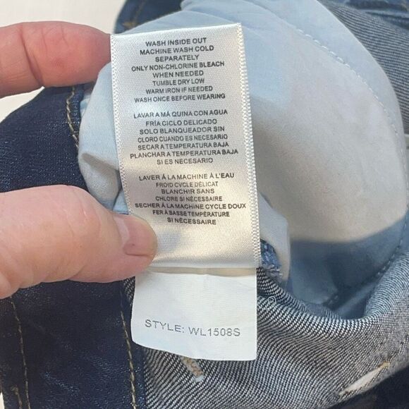 Wash Lab Blue Classic Denim Daily Front Slit Pencil Midi Skirt Size 31 - Picture 6 of 9